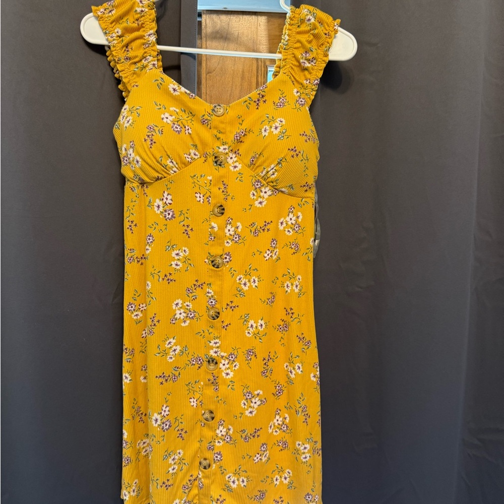 George Mustard Floral Button-Down Midi Dress